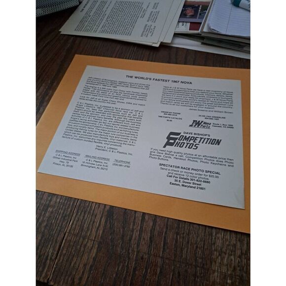 Vintage Jeff Littleton 1967 Nova World's Fastest Drag Car 8x10 Promo Photo NHRA - Picture 2 of 2